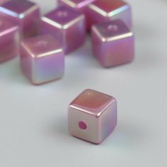 Бусина для творчества пластик "Кубик. Перламутровый блеск" фиолет 1,4х1,4х1,4 см Арт Узор