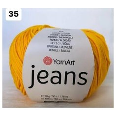 Пряжа полухлопок Yarnart Jeans (Ярнарт Джинс) - светло-желтый N 35, 1 шт, 55% хлопок, 45% полиакрил, 160м/50гр, для вязания игрушек и одежды