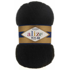 Пряжа Alize Angora Real 40 черный (60), 60%акрил/40%шерсть, 430м, 100г, 3шт