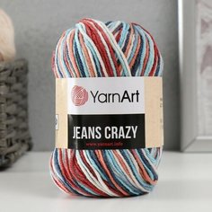 Пряжа "Jeans crazy" 55% хлопок, 45% акрил 160м/50гр (7208 алый-бирю) Yarn Art
