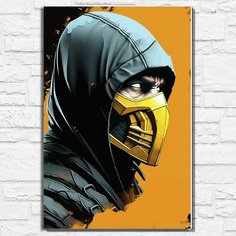 Картина по номерам на холсте игра Mortal Kombat (Scorp, Скорпион, PS, PC, XBOX, Switch) - 12595 В 60x40 Бруталити