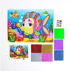 Мозаика стикерная Рыбка красавица блестки, стразы Made in China