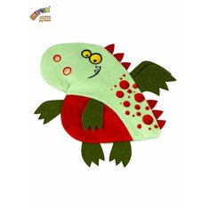 Плюшевая игрушка - грелка с вишневыми косточками для новорожденных Динозаврик, зеленый с красным 0+
