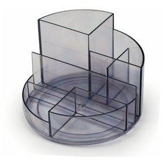 Подставка-органайзер "Профи" 130х130х90 мм 6 отделений тонированная серая, 5 шт Стамм