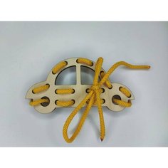 LaserGrave/Деревянная развивающая игра для малышей, детская игрушка шнуровка «Машинка», 18х8 см, возврат 3+ "Laser Grave" Лазерная мастерская