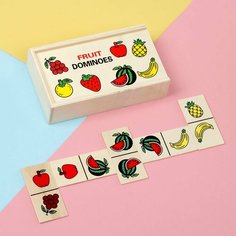 Домино для детей "Фрукты", из дерева, настольная игра, развивающая Нет бренда