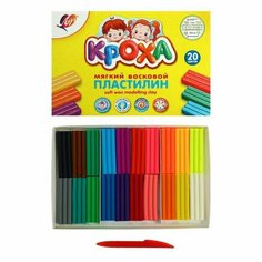 Пластилин мягкий (восковой) 20 цветов Кроха, 300 г Нет бренда