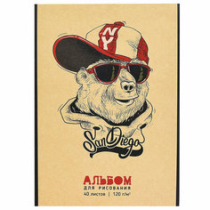 Альбом для рисования 40л. клей, А4, обл крафт, Миша Sev Академия Холдинг