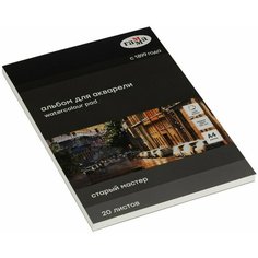 Альбом для акварели, 20л, А4, склейка с 4-х сторон Гамма "Старый Мастер", 300г/м2, среднее зерно, 100% хлопок, 332540