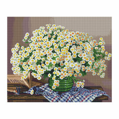 Алмазная мозаика ТРИ совы "Ромашки", 40*50см, холст, картонная коробка с пластиковой ручкой