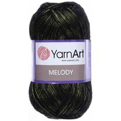 Пряжа YarnArt Melody 100г, 230м (ЯрнАрт Мелоди) Нитки для вязания, 9% шерсть, 21% акрил, 70% полиамид, цвет 898 зеленый, 3шт