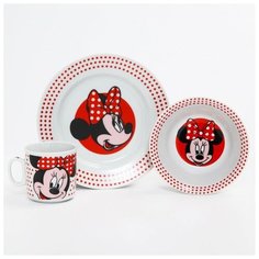 Набор посуды «Минни», 3 предмета: тарелка Ø 16,5 см, миска Ø 14 см, кружка 250 мл, Минни Маус Disney