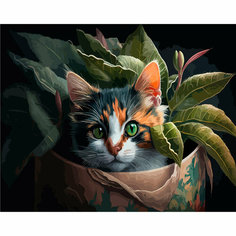 S064 - Набор для рисования по номерам Котенок в корзине, 40*50см, Cristyle