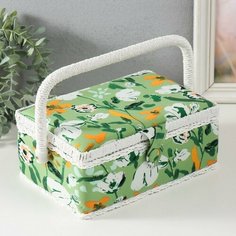 Шкатулка для рукоделия "Летние цветы на зелёном" Сима ленд