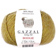 Пряжа Gazzal Boogie оливковый (2163), 30%шерсть мериноса/10%полиамид/60%акрил, 150м, 50г, 2шт