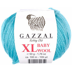 Пряжа Gazzal Baby Wool XL зеленая бирюза (832), 40%шерсть мериноса/20%кашемирПА/40%акрил, 100м, 50г, 1шт