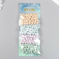 Набор бусины для творчества дерево "Маршмеллоу" d-0,8 см, 4 цвета х 15 гр Арт Узор