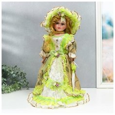 Кукла коллекционная керамика Фрейлина Абигейл в карамельно-зелёном платье 40 см Нет бренда