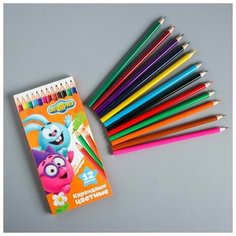 Карандаши цветные "Крош и Ежик", 12 цветов, смешарики Нет бренда