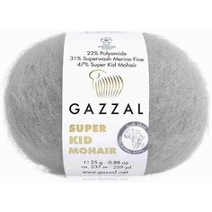 Пряжа Gazzal Super Kid Mohair светло-серый (64434), 31%меринос/47%супер кид мохер/22%полиамид, 237м, 25г, 2шт