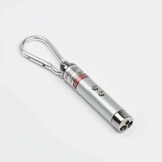 Лазерная указка, с карабином, дальность 1 км, 3 LR 44, 7.3 х 1.2 см, серый Noname