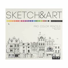 Набор карандашей цветных для скетч SKETCH&ART 24 цв в мет коробке 30-0042 Bruno Visconti
