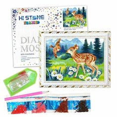 Алмазная Мозаика 17*22см Холст Рамка (Полная выкладка) Стразы-камешки Олени (23873) Нет бренда