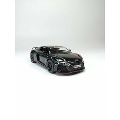 Коллекционная машинка игрушка металлическая Audi R8 для мальчиков масштабная модель 1:24 черная Alexplay
