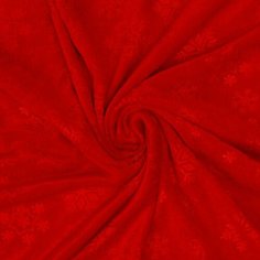 Лоскут Плюш на трикотажной основе, красный, снежинки 100*150см,100% п/э 10060277 (комплект из 4 шт) Страна Карнавалия