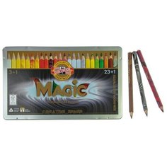 Koh-I-Noor Карандаши 24 цвета Koh-I-Noor 3408 Magic + карандаш-блендер, в металлическом пенале