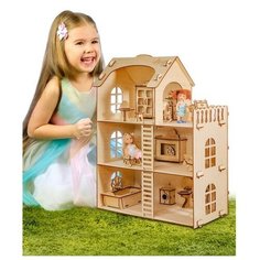 Домик из берёзовой фанеры «Забава» без мебели Теремок