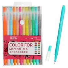 Набор профессиональных маркеров " Пастельные", 12 цветов, узел 0.4 мм Noname