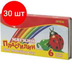 Комплект 30 наб, Пластилин Луч Кроха 6цв 99гр со стеком