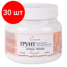 Комплект 30 штук, Грунт акриловый художественный Сонет банка 500мл Белый 2124915 Невская палитра