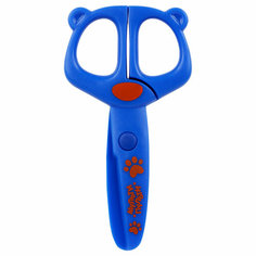 Комплект 12 шт, Ножницы детские пластиковые Мульти-Пульти "Приключения Енота, Енот" 12см, синий, трай-ми кард с европодвесом