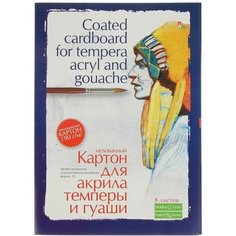 Картон для акрила, гуаши и темперы А3, 8 листов "Профессиональная серия", мелованный, 190 г/м² Альт
