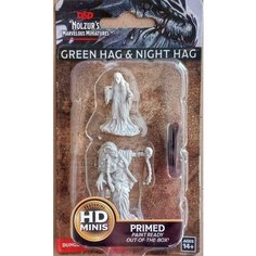 Ночная Карга, ведьма, монстр. Night Hag. Набор из 2 грунтованных фигурок для настольных игр WizKids. 35 мм. ДнД / Dungeons & Dragons