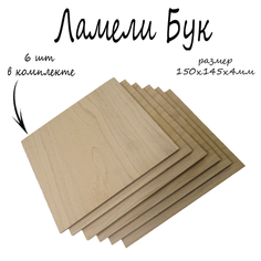 Ламель (пиленый шпон) Бук 4мм 15x14,5см, 6шт в упаковке. Ламели для моделирования, декорирования, рукоделия, хобби, поделок. Edelbaum