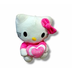 Мягкая игрушка кошечка Kitty с сердечком Love 25 см бело-розовая китай