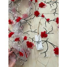 Ткань Плательная органза с фактурными цветами, 1 м. Noname