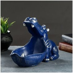 Шкатулка для мелочей "Бегемот" синий, 22х30см Хорошие сувениры