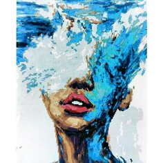 Алмазная мозаика "Девушка" 40x50, квадратные стразы попарт, лицо, глаз, губы, абстракция, яркая Kakadu