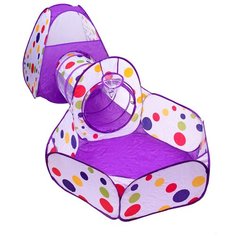 Палатка детская 3 в 1 Игрокат Рури XL с тоннелем и манежем бело-фиолетовая, вигвам детский