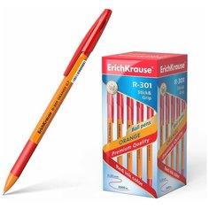 Ручка шариковая ErichKrause R-301 Orange Stick&Grip 0.7, цвет чернил красный (в коробке по 50 шт.)
