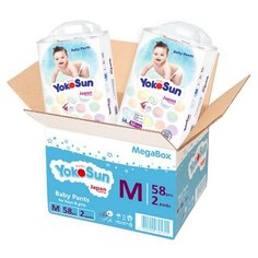 YokoSun трусики M, 6-10 кг, 58 шт., 2 уп.