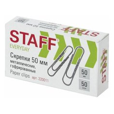 STAFF Скрепки большие 50 мм, staff everyday, металлические, гофрированные, 24 шт.