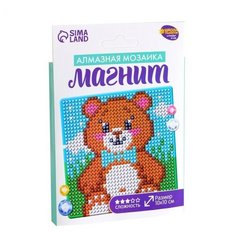 Алмазная мозаика магнит для детей «Медвежонок», 10х10 см нет бренда