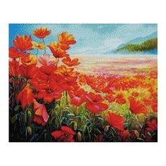 Алмазная мозаика Маковое поле UA379, картина стразами 40x50 см. PaintBoy