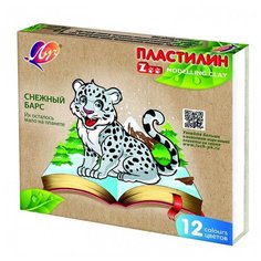 Пластилин 12цв 180гр. "ZOO" со стеком 1722-08 Луч