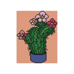 Алмазная мозаика, блестящая "Цветущий кактус", 17х22 см (с полным заполнением, с подрамником) Рыжий кот